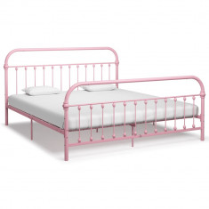 vidaXL Cadru de pat, roz, 180 x 200 cm, metal