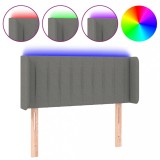 Cumpara ieftin Tablie de pat cu LED, gri inchis, 103x16x78/88 cm, textil