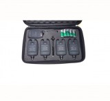 Set 4 Avertizori Pescuit Hakuyo 2018 AM cu Stație, Auto Mute, LED, Snag Bar, Volum/Ton Reglabil, Antifurt Lanseta
