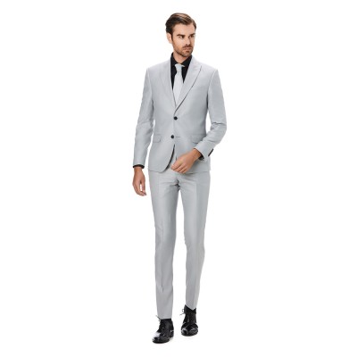 Costum barbati gri matase slim CT003 foto