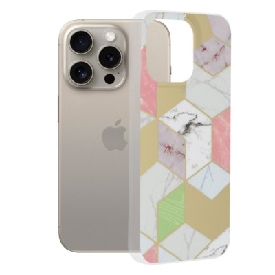 Husa pentru iPhone 15 Pro Max - Techsuit Marble Series - Purple Hex foto