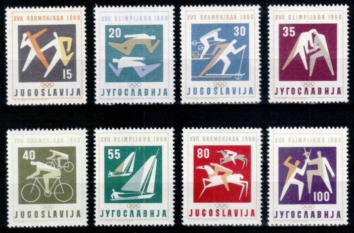 Iugoslavia 1960, Mi #909-916**, sport, Olimpiada Roma, MNH, cota 20 &euro;!