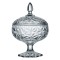 Bomboniera decorativa cu picior si capac din sticla, 1lt, 16x25.5cm, transparent