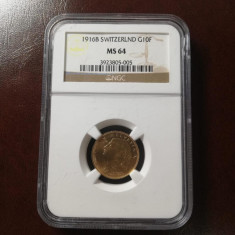moneda aur 10 franci 1916 NGC foto
