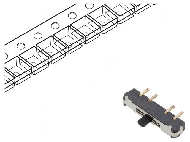 Comutator glisant 3 poziții ON-ON-(ON) 0.3A 4VDC 4 terminale