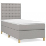 Cumpara ieftin Pat continental cu saltea, gri deschis, 80x200 cm, textil