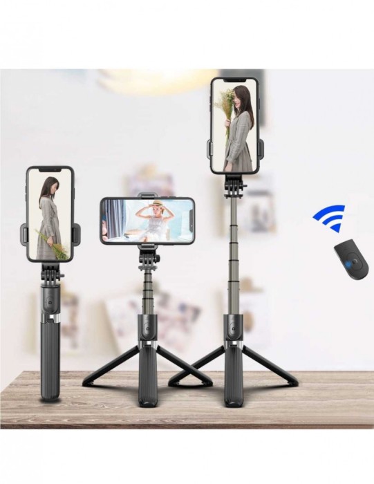 Set 3in1 Selfie Stick cu Lampa LED si Trepied conectare Bluetooth alimentare USB