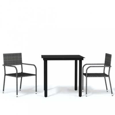 Set de mobilier pentru gradina, 3 piese, gri foto
