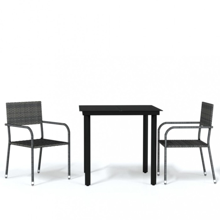 Set de mobilier pentru gradina, 3 piese, gri