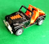 Jeep CJ-5 4 x4 Siku vintage, Made in West Germany. Diecast, carcasă metalică vopsea neagră, decapotabilă, interior portocaliu plastic jante cromate W
