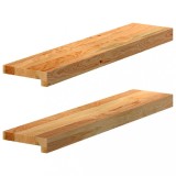 vidaXL Pervaz 2 buc lemn masiv de maro deschis 70x15x2 cm
