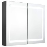 Cumpara ieftin Dulap cu oglinda pentru baie Gri 80 x 12 x 68 cm Lemn prelucrat