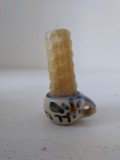 Miniatura vas ceramic cu lumanare fagure, 5cm inaltime