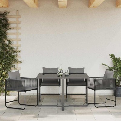 vidaXL Scaune de grădină 4 pcs Negru și antracit 50.5 x 53.5 x 63.5 cm 42003027 foto
