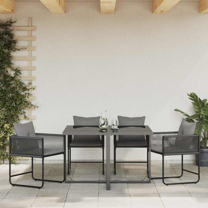 vidaXL Scaune de grădină 4 pcs Negru și antracit 50.5 x 53.5 x 63.5 cm 42003027