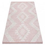 Covor ECO SISAL BOHO MOROC Caro 22312 franjuri - două niveluri de l&acirc;nă roz / cremă, covor reciclat, 194x290 cm, Dreptunghi