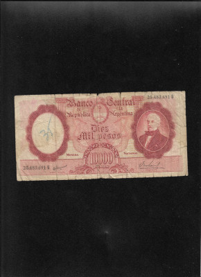Rar! Argentina 10000 pesos 1961(69) seria25483691 uzata foto