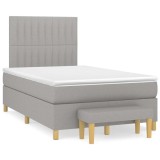 Cumpara ieftin Pat box spring cu saltea, gri deschis, 120x190 cm, textil