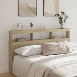 Gossi tablie de pat cu dulap si led, stejar sonoma, 180x17x102 cm