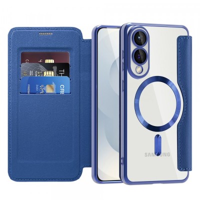 Husa MagSafe pentru Samsung Galaxy S25 Edge S937, Techsuit, SmartMag Book, Albastra foto
