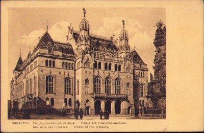 CP585N Budapest P&amp;eacute;nz&amp;uuml;gyminiszterium palot&amp;aacute;ja, carte poștală, necirculată foto