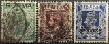 Lot 3 timbre coloniale britanice India &amp; Burma (Myanmar) &ndash; George V și George VI, circulat