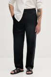 Armani Exchange pantaloni din amestec de in culoarea negru, drept, XM000655 AF13180