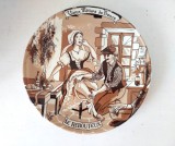 Farfurie ceramica portelan vintage Franta Vieux M&eacute;tiers De France &ndash; Le Rebouteux - Gr&egrave;s - Castelroux - 24cm diametru