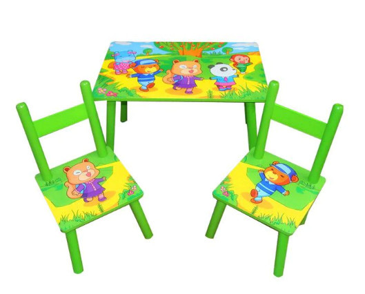 Masa cu 2 scaune pt copii 1-6 ani,Verde