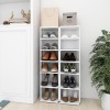 Pantofar Alb Lemn, 2 buc, 27.5x27x102 cm, 6 rafturi/buc, Dulap Suport Pantofi Hol