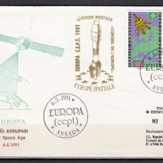 Turcia 1991 - FDC SPECIAL AUR - EUROPA SPATIALA - Tiraj 60 ex. numerotate