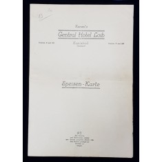 CENTRAL HOTEL LOIB - KARLSBAD , MENIU , SEPTEMBRIE , 1930