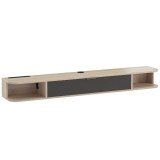 HOMCOM Mobilier TV suspendat, mobilier TV pentru televizoare de p&acirc;nă la 152,4 cm, sertar rabatabil 2 rafturi 140x24x16cm lemn natural | Aosom Romania