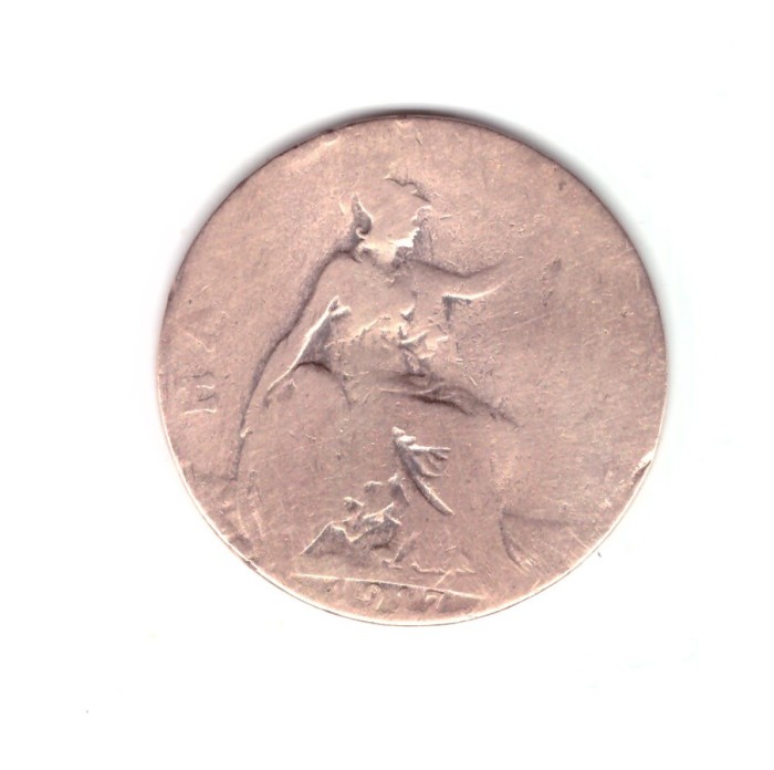 Moneda Anglia 1/2 / half penny 1917, uzata, curata