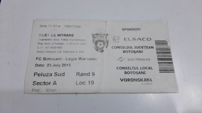 Bilet FC Botosani - LEGIA VARSOVIA foto