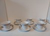 Set 6 cesti de ceai / cafea. cu farfurioare, portelan fin chinezesc, Made in China, anii 80, 7cm inaltime, model margine cu flori