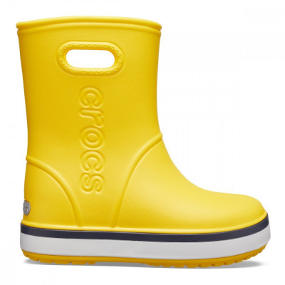 Cizme Crocs Kids&amp;#039; Crocband Rain Boot Galben - Yellow/Navy foto