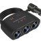 Multiplicator bricheta auto, 3 iesiri, 1 x USB, 1 x USB-C, 120 W, 12 - 24V, negru