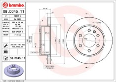 BREMBO 08.D045.11 PRIME LINE - UV Coated Disc frana