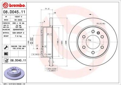 BREMBO 08.D045.11 PRIME LINE - UV Coated Disc frana foto