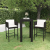 Set mobilier bar de gradina cu perne, 3 piese, negru, poliratan GartenMobel Dekor, vidaXL