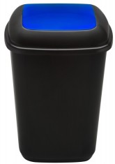 Cos Plastic Reciclare Selectiva, Capacitate 90l, Plafor Quatro - Negru Cu Capac Albastru - Hartie foto