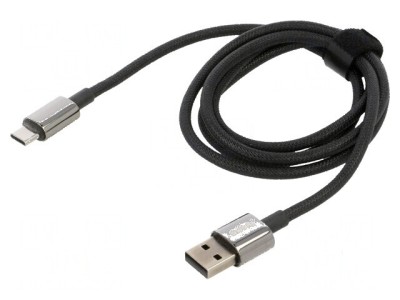 Cablu USB A la USB C 1m negru textil 100W foto