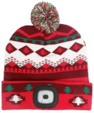 Čiapka Strend Pro X-mas červeno-hned&aacute;, L, 4x SMD LED, USB nab&iacute;janie