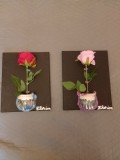 TABLOURI PE PANZA CU SASIU NOI 24X30 CM VAS DE LUT CU TRANDAFIR ARTIFICIAL PRET 30 LEI BUCATA PICTOR FLORIAN CITITI DESCRIEREA