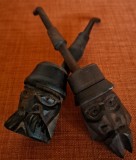Set doua pipe lemn sculptat. Anii '90, Romania.