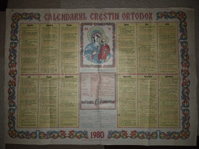 calendar de perete crestin ortodox - din anul 1980 foto