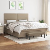 Cumpara ieftin Pat box spring cu saltea, gri taupe, 160x200 cm material textil
