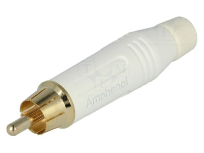 Conector RCA tată alb, aurit foto
