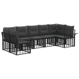 vidaXL Set de canapele de exterior 7 pcs Negru și Gri &icirc;nchis Poliester 3437755